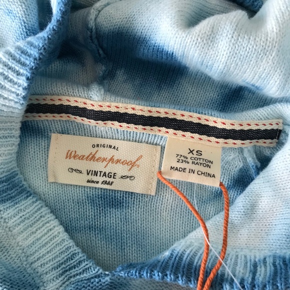 NWT Weatherproof Vintage Blue Tie-dye Hoodie Sweater Sz XS - Picture 7 of 8
